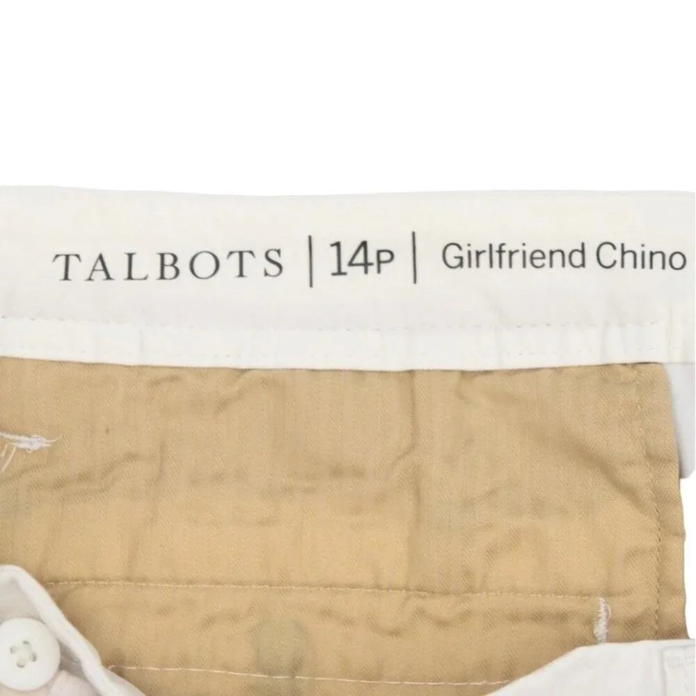 Talbots Girlfriend Chino Pants Womens 14P Embroidered Pineapples White Ankle - Picture 6 of 8